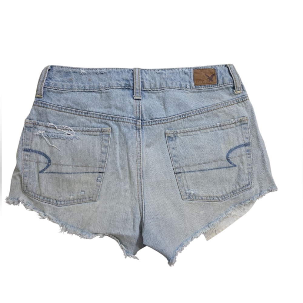 American Eagle Outfitters Blue Jean Shorts Distressed High-Waisted Size 2 - Picture 5 of 8